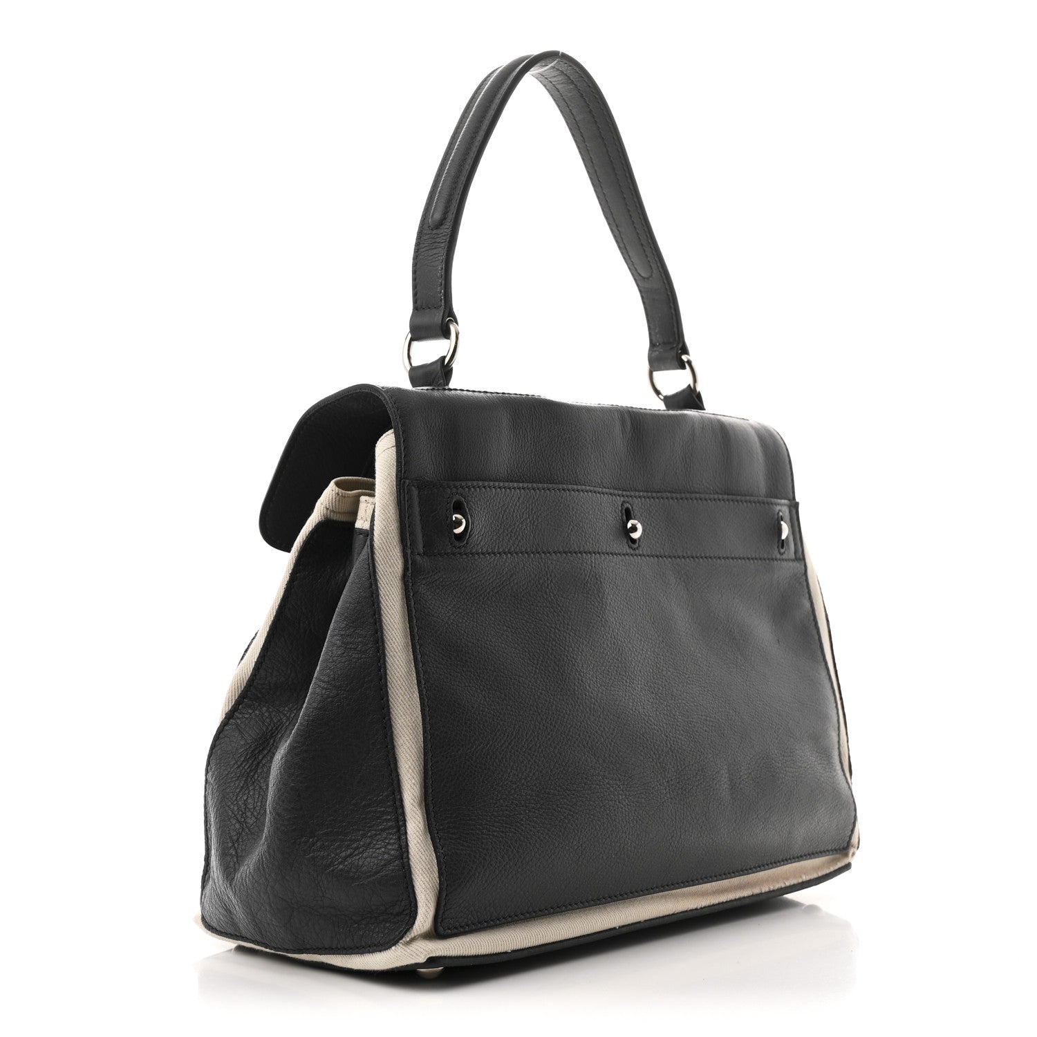 Calfskin Canvas Large Muse Two Grey