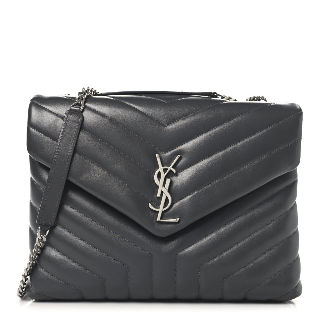 Calfskin Y Quilted Monogram Medium Loulou Chain Satchel Storm