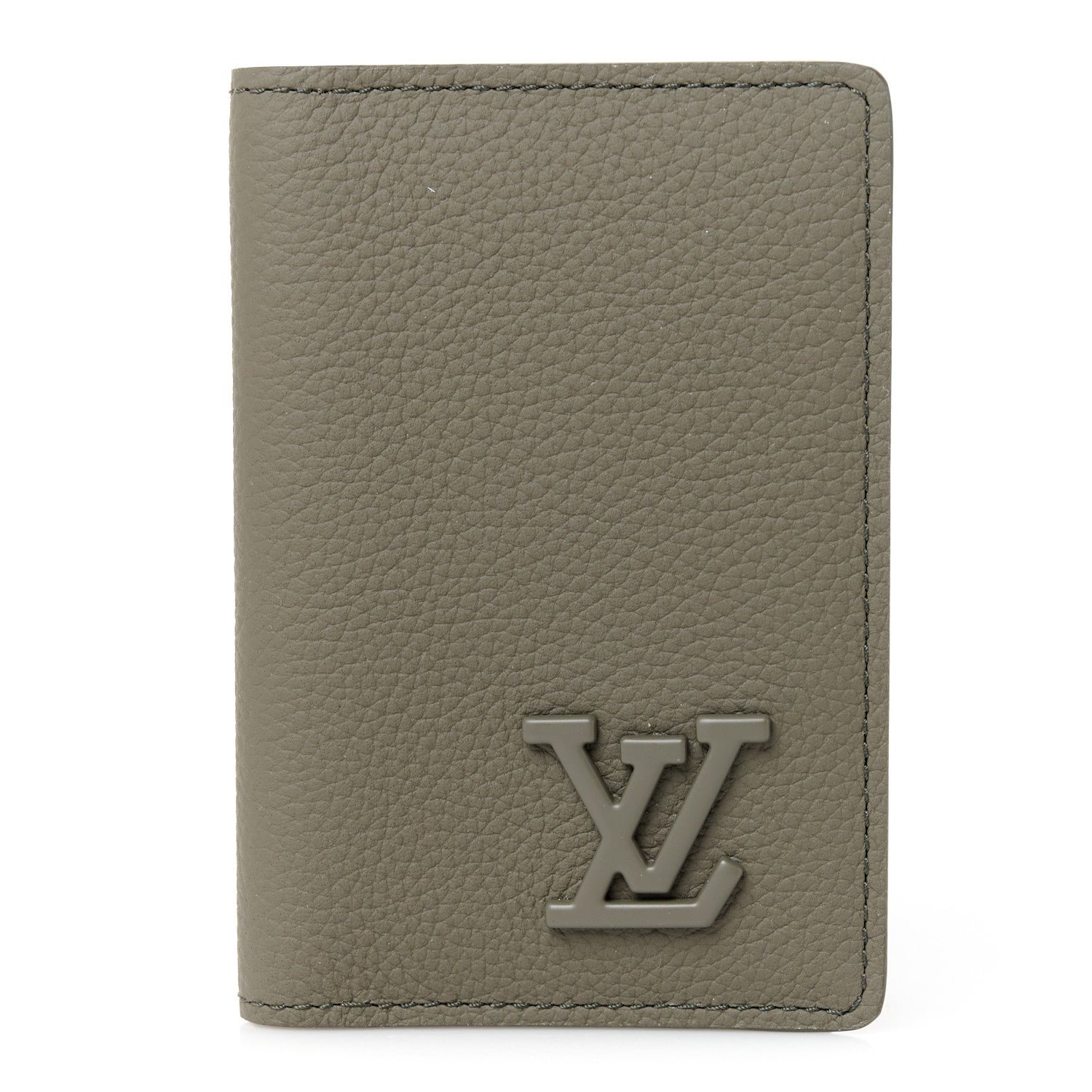 Grained Calfskin Aerogram Pocket Organizer Khaki