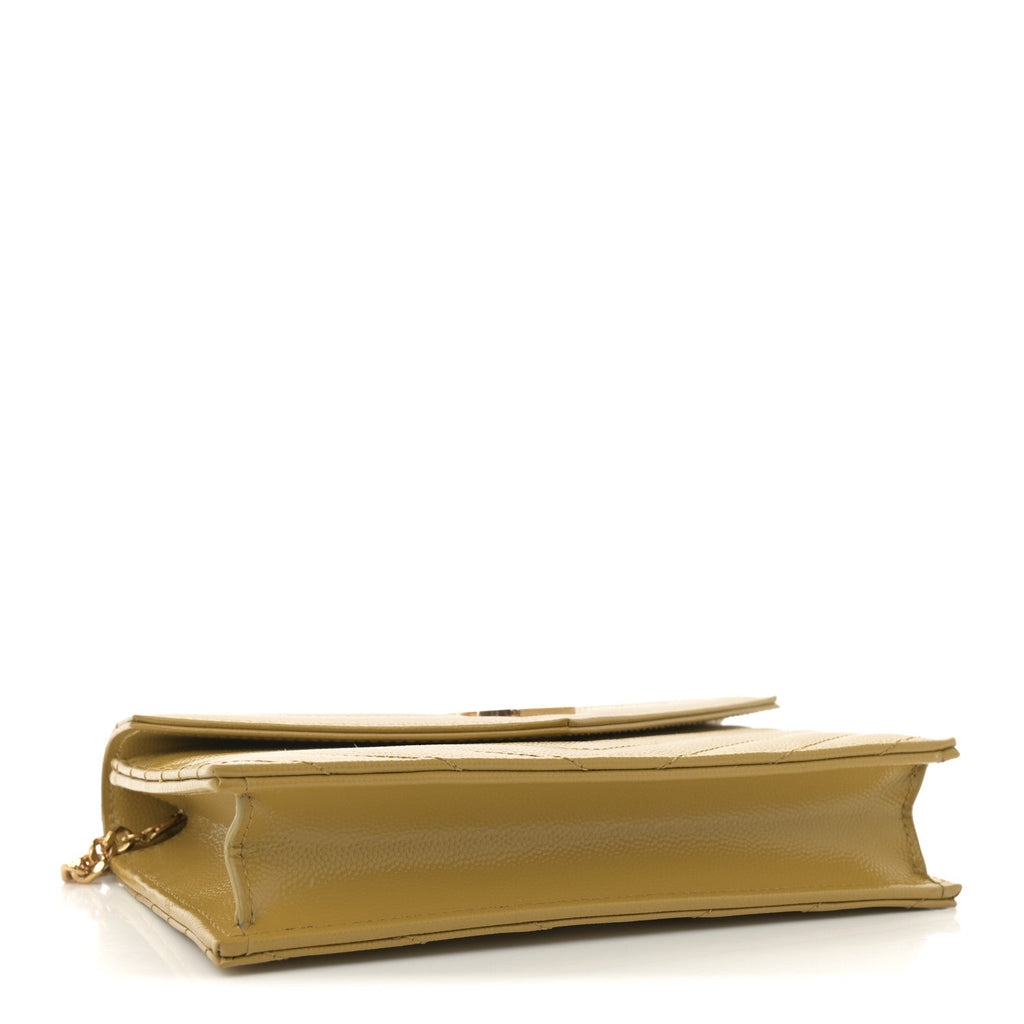 Grain De Poudre Matelasse Chevron Monogram Envelope Chain Wallet Light Chartreuse