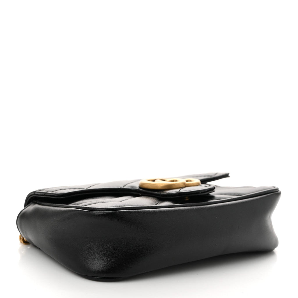 Calfskin Matelasse Super Mini GG Marmont Shoulder Bag Black