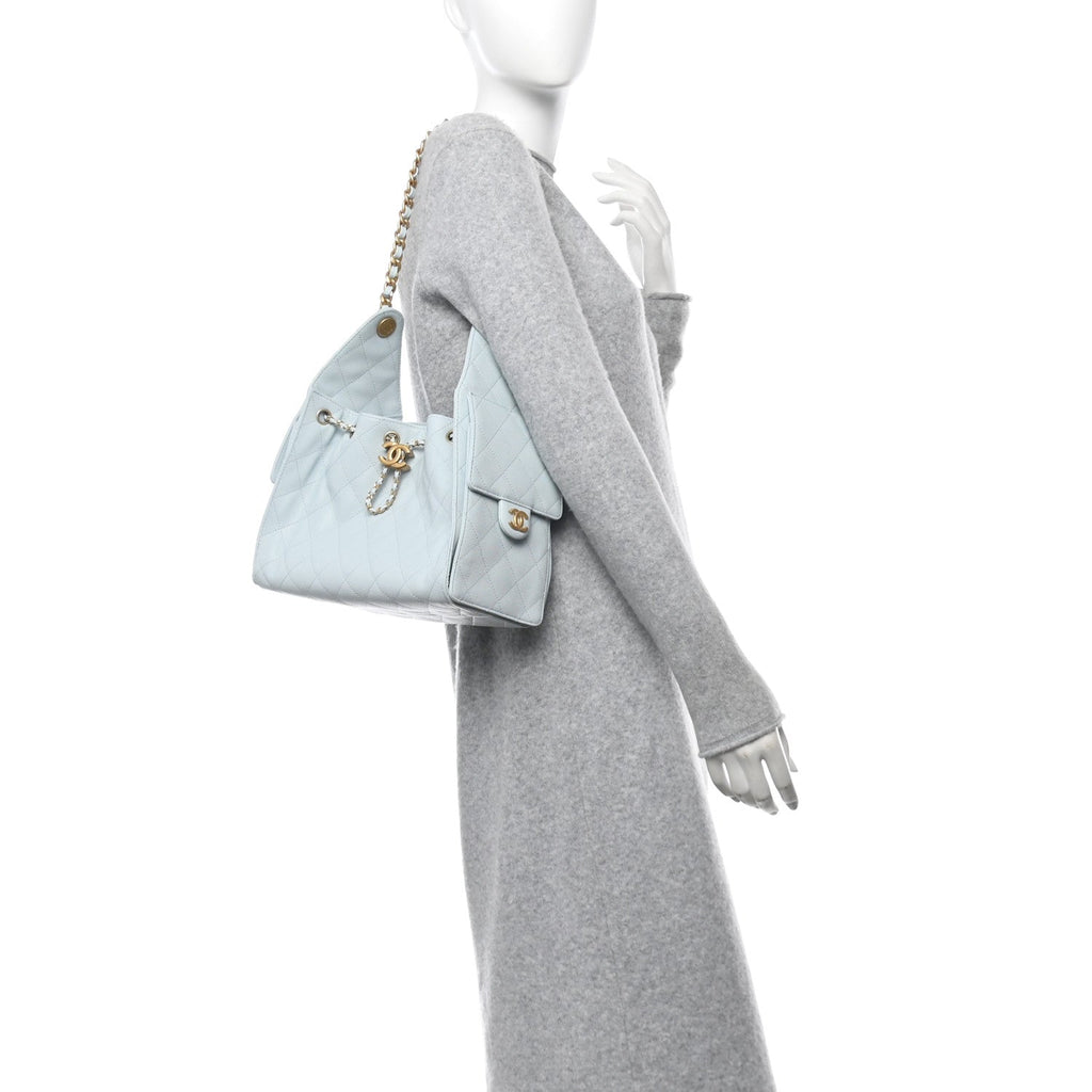 Caviar Quilted Small Chanel 25 Handbag Light Blue