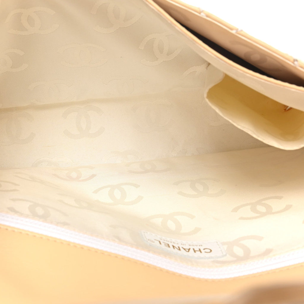 Calfskin Quilted Wild Stitch Large Flap Beige