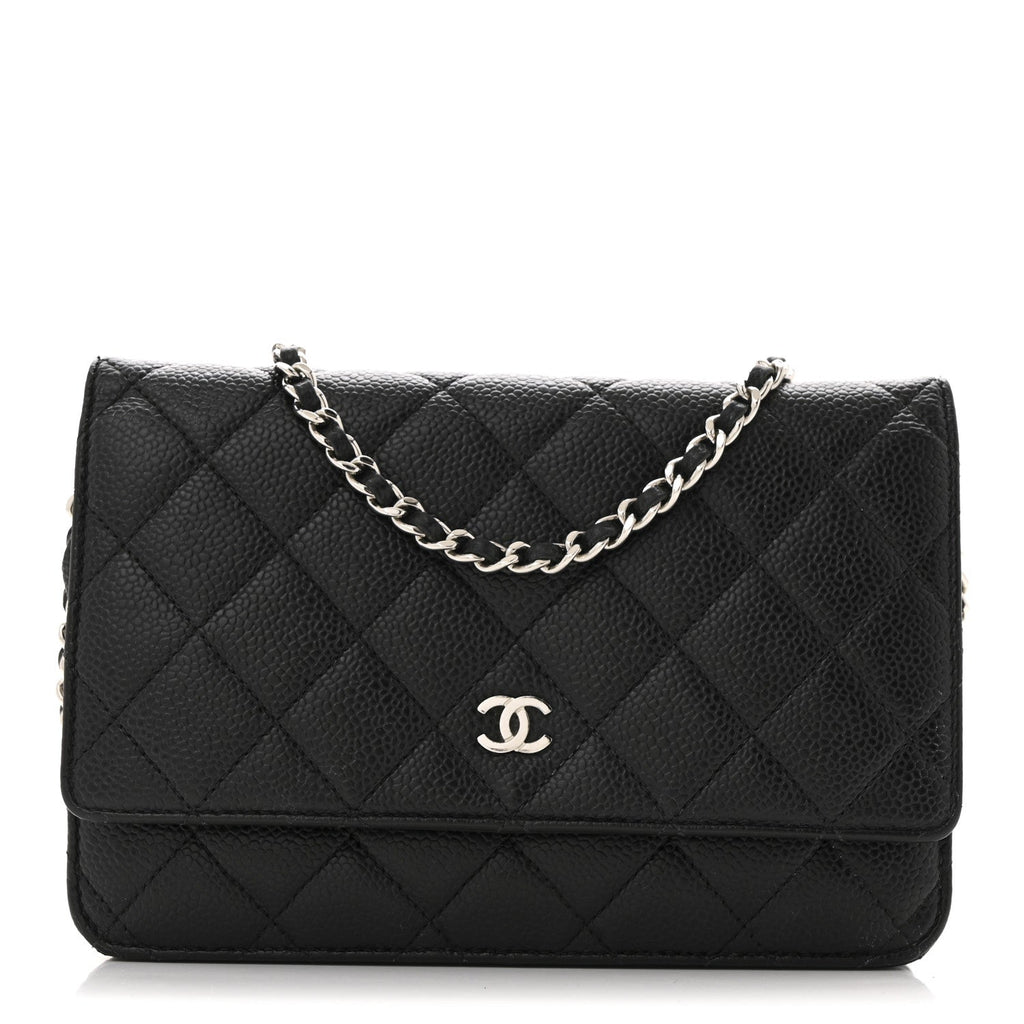 Caviar Quilted Wallet on Chain WOC Black