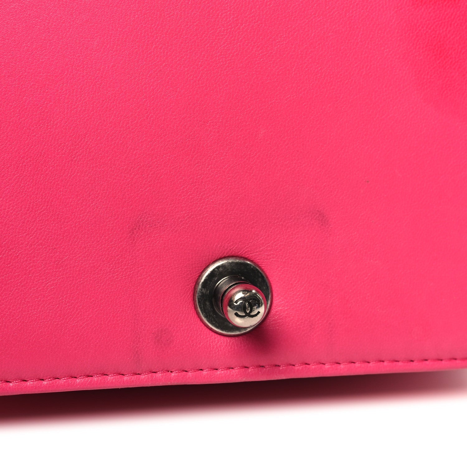 Lambskin Quilted Small Boy Flap Dark Pink