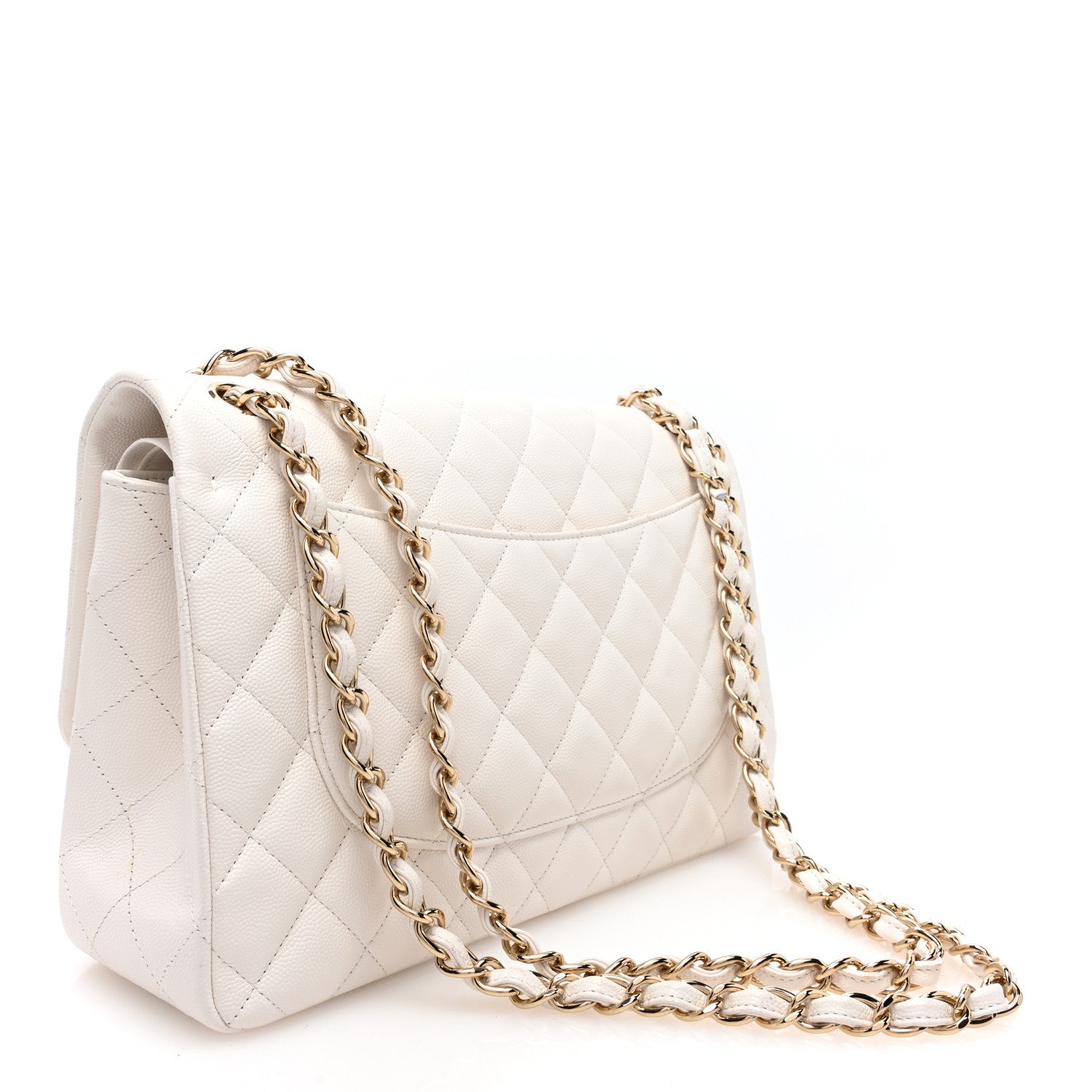 Caviar Quilted Jumbo Double Flap White