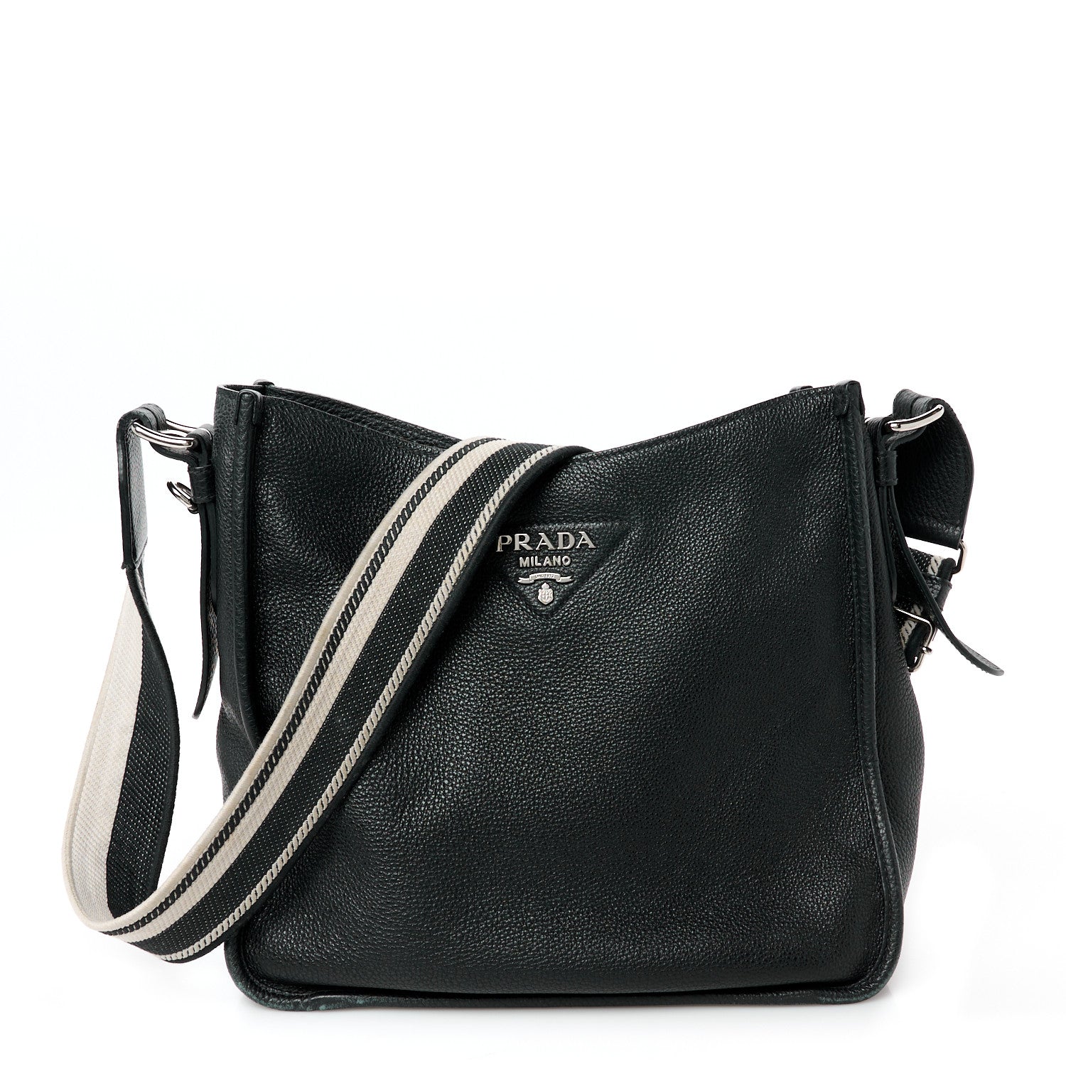Vitello Daino Soft Hobo Messenger Bag Black