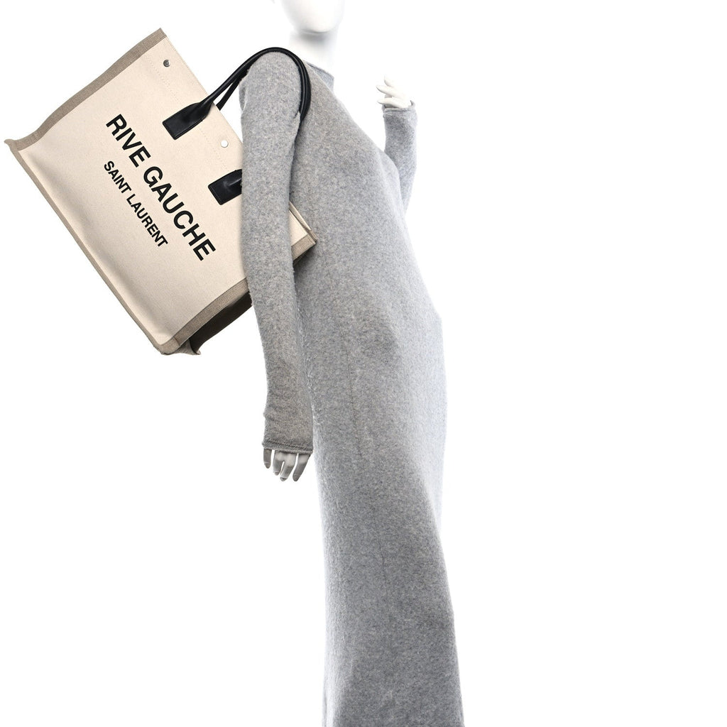 Linen Calfskin Rive Gauche Tote Optic White