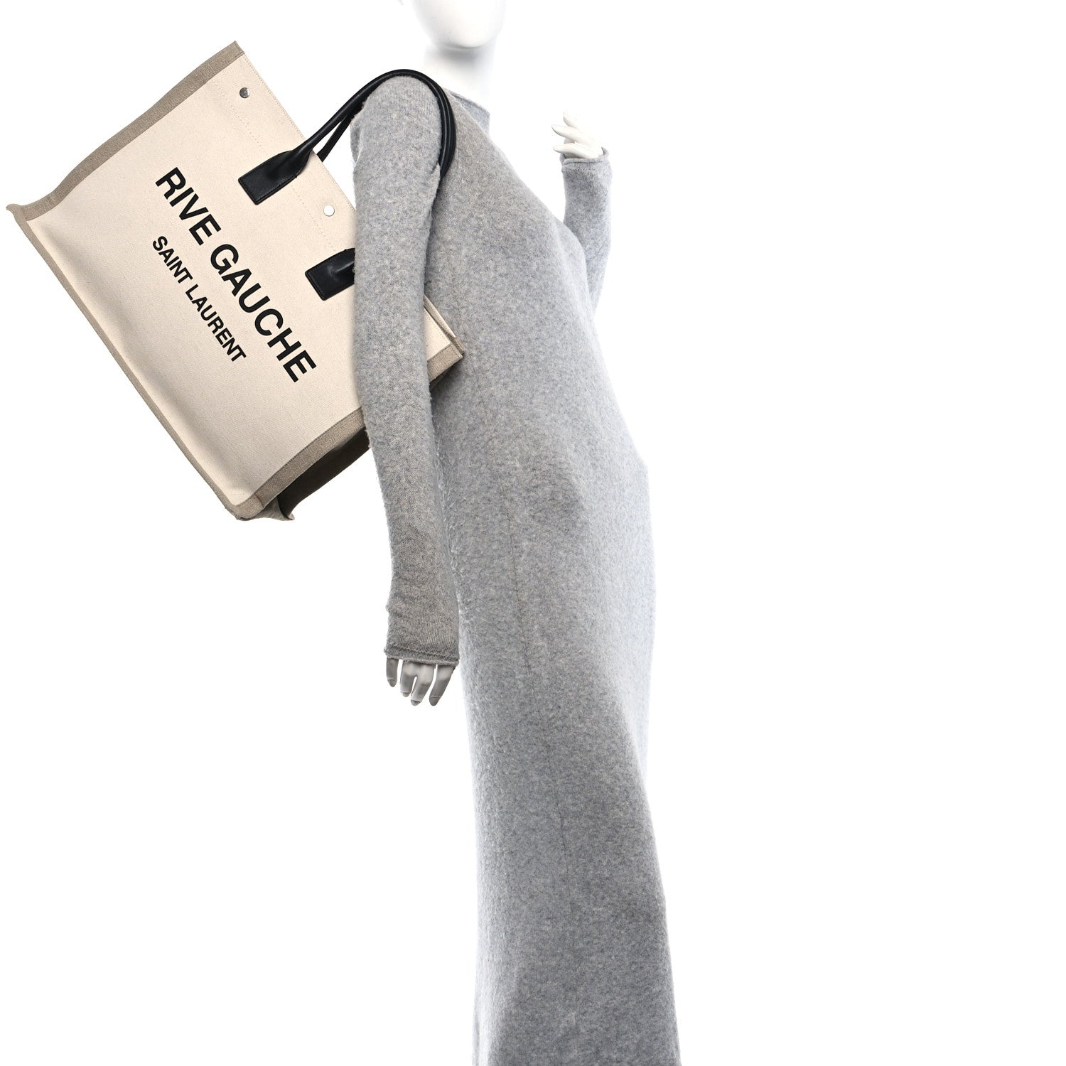 Linen Calfskin Rive Gauche Tote Optic White