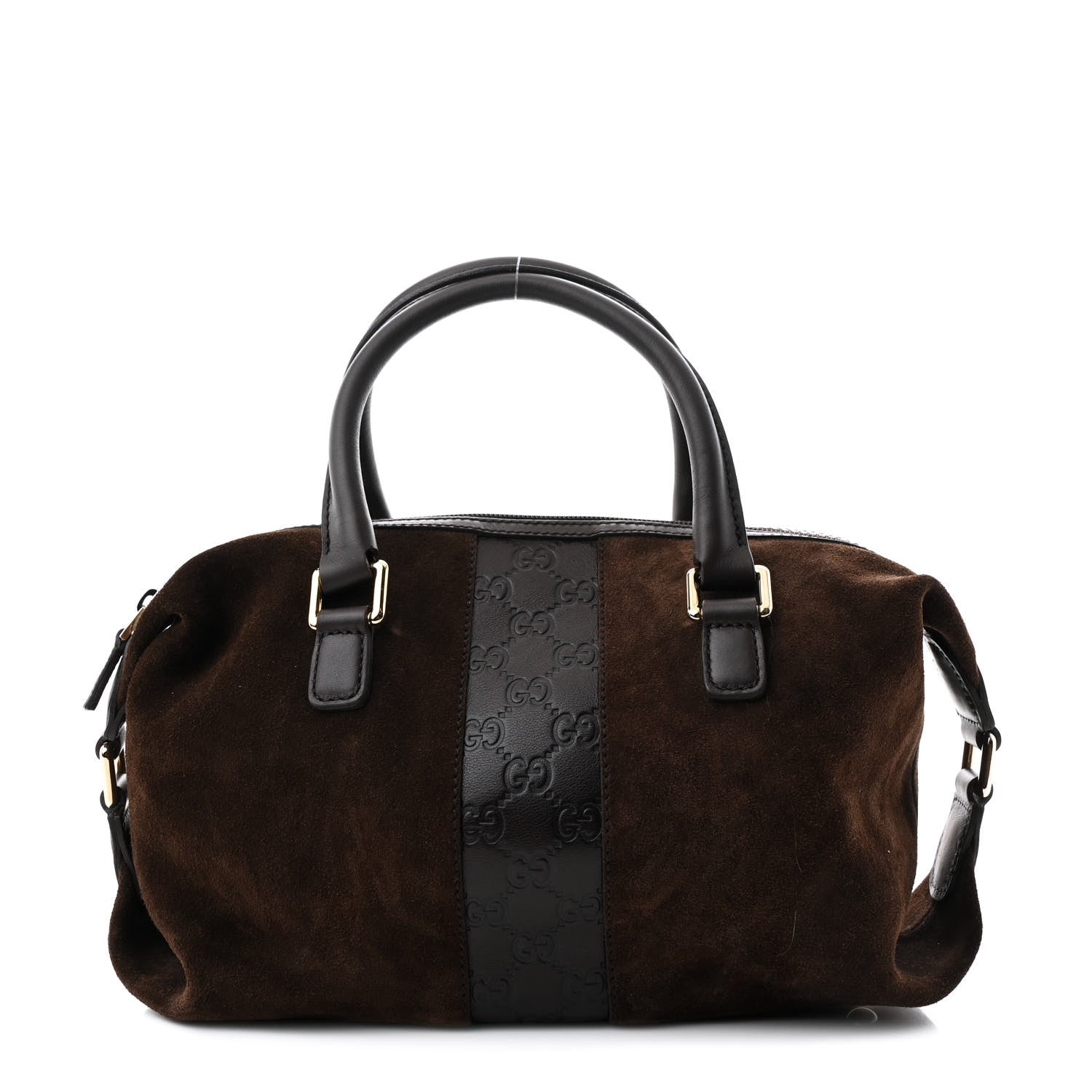 Suede Guccissima Small Boston Brown