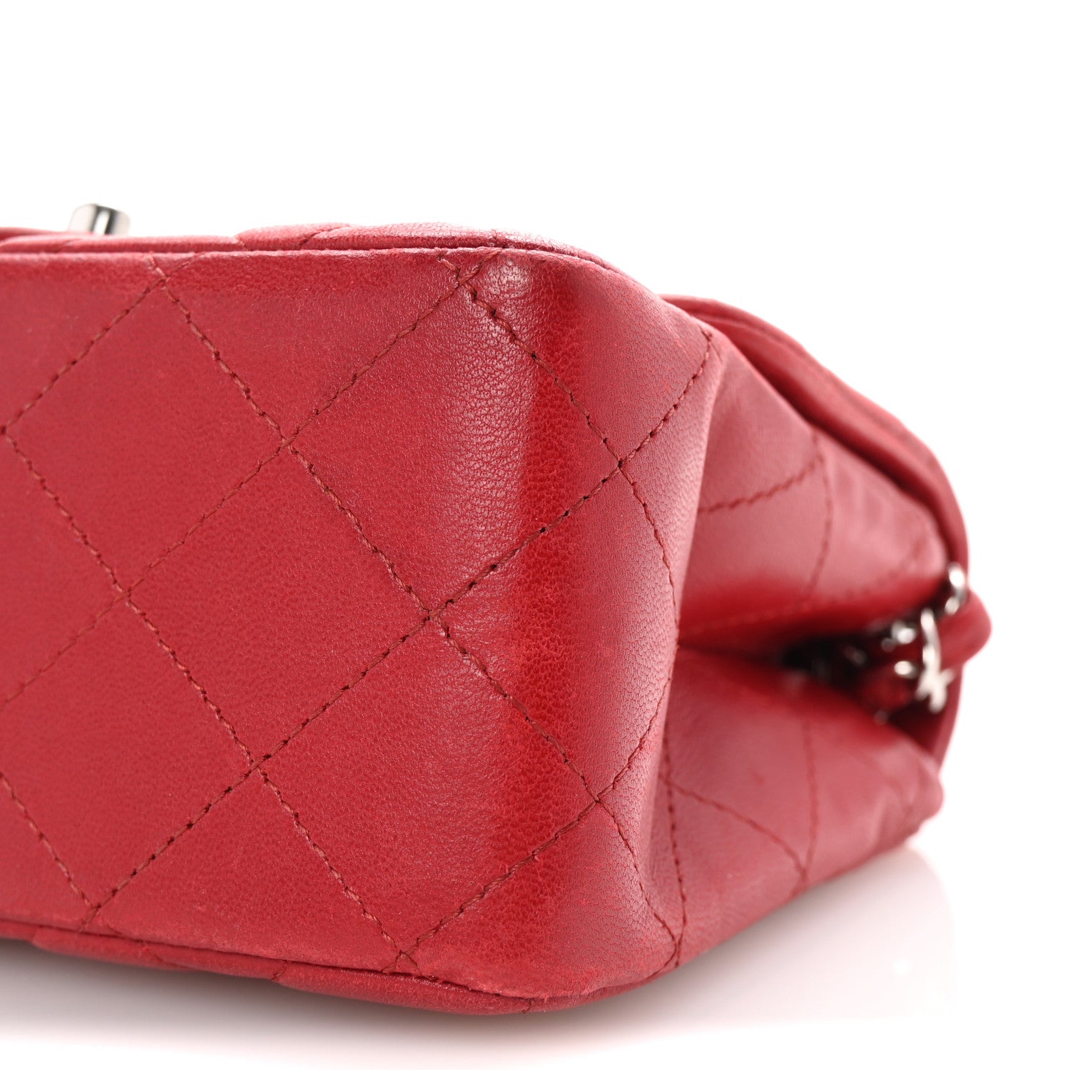 Lambskin Quilted Mini Square Flap Red