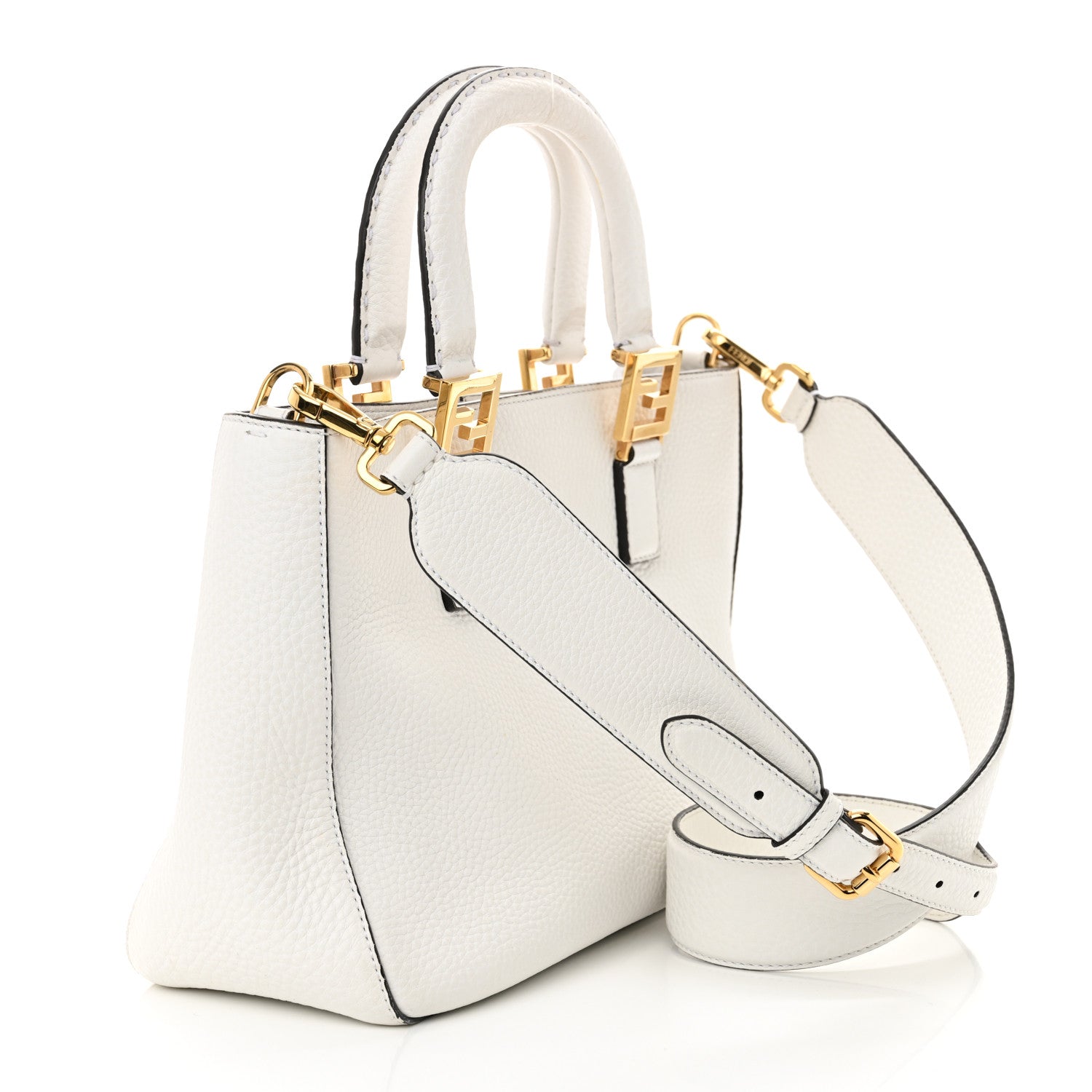 Cuoio Romano Selleria Small FF Tote White Ice
