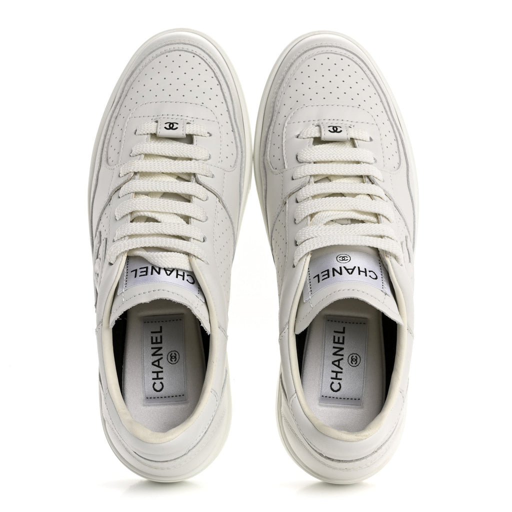 Calfskin Womens CC Sneakers 39.5 White