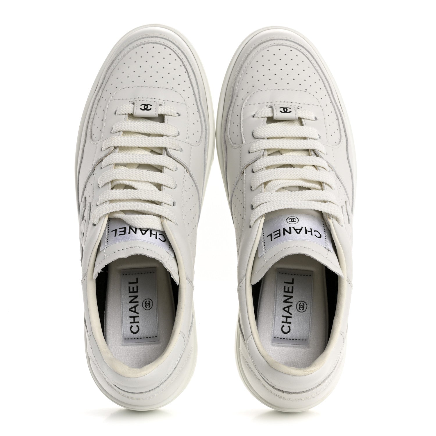 Calfskin Womens CC Sneakers 39.5 White