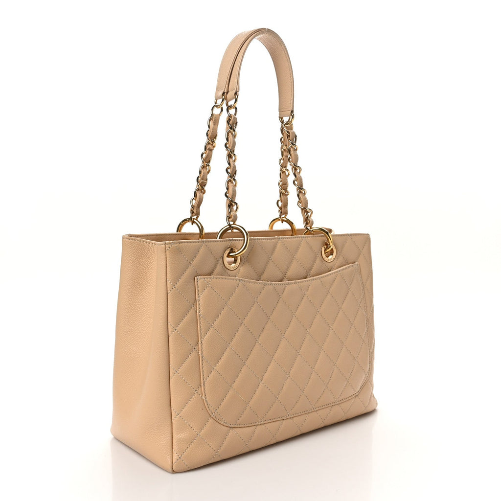 Caviar Quilted Grand Shopping Tote GST Beige