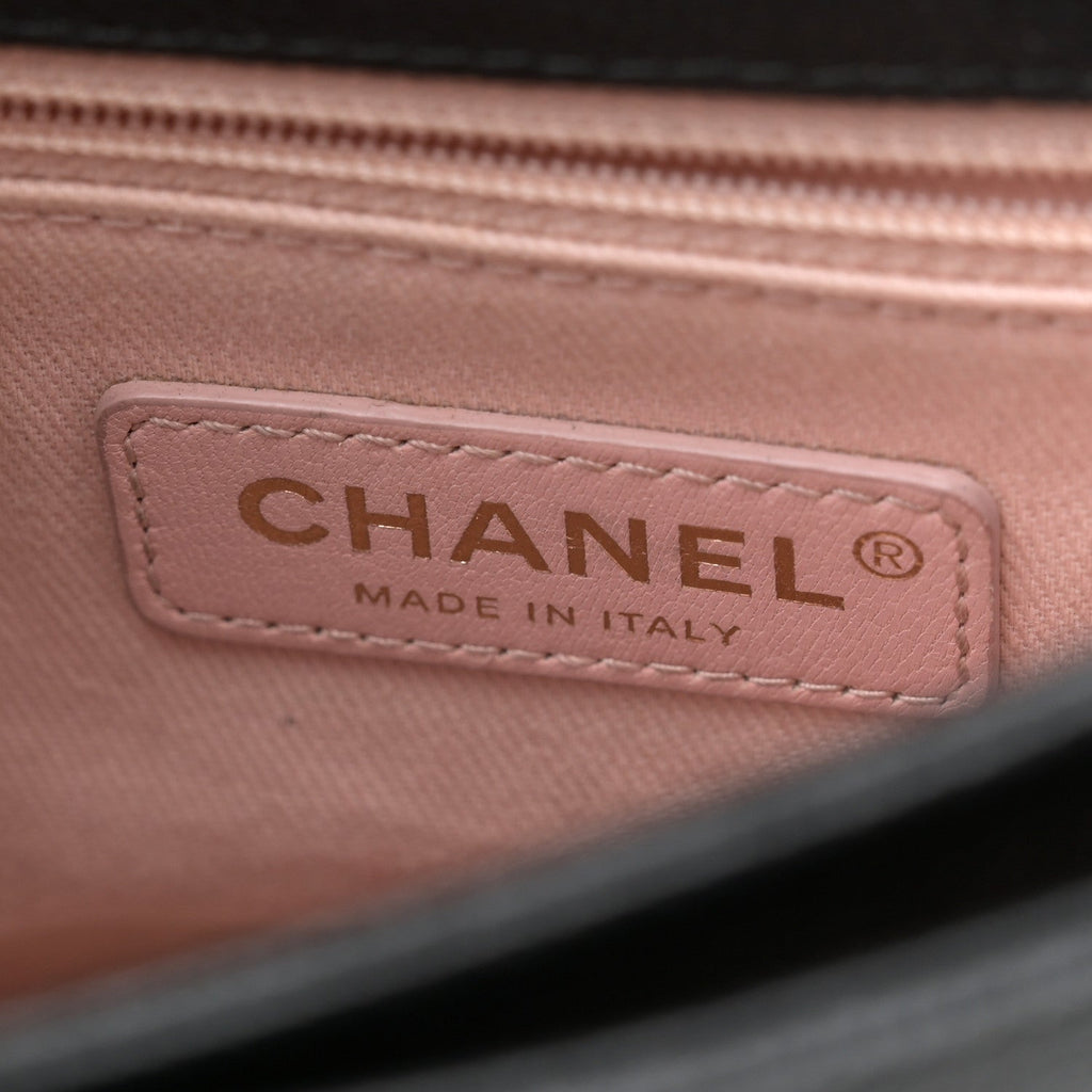 Grained Calfskin Quilted Small Cuba Top Handle Flap Black
