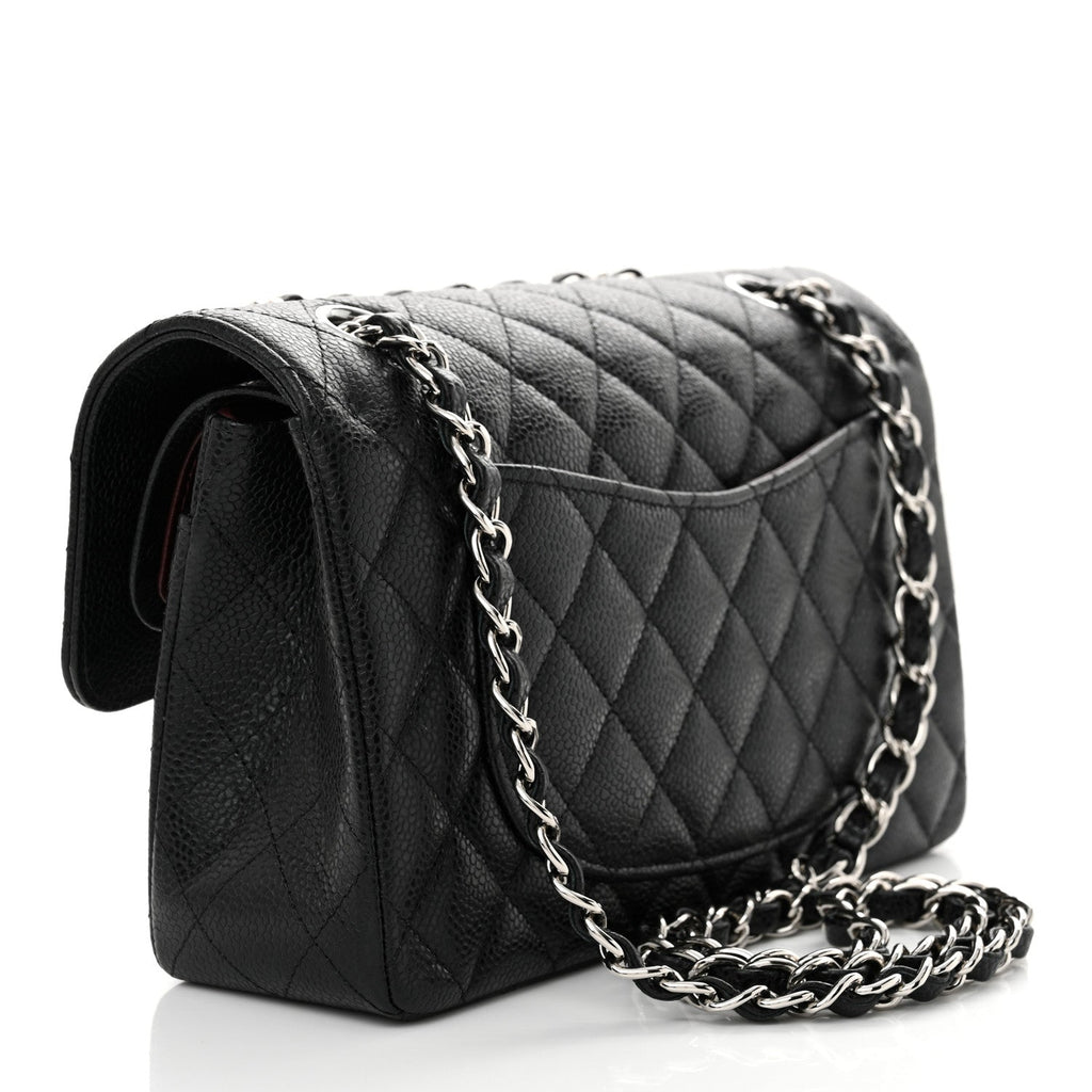 Caviar Quilted Small Double Flap Black