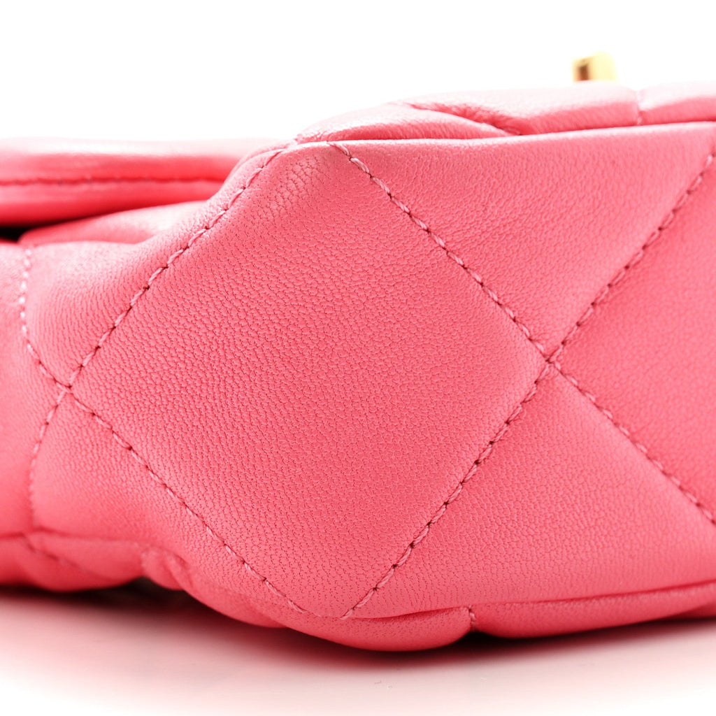 Lambskin Plexiglass Quilted Coco Love Mini Flap Pink