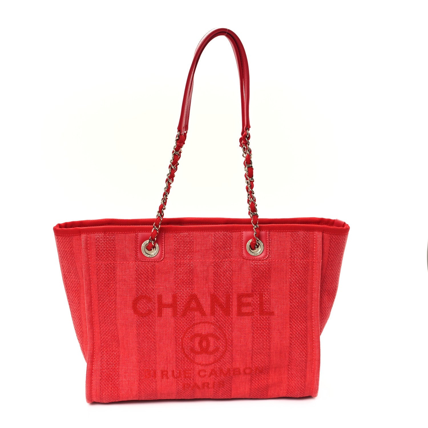 Mixed Fibers Striped Small Deauville Tote Red