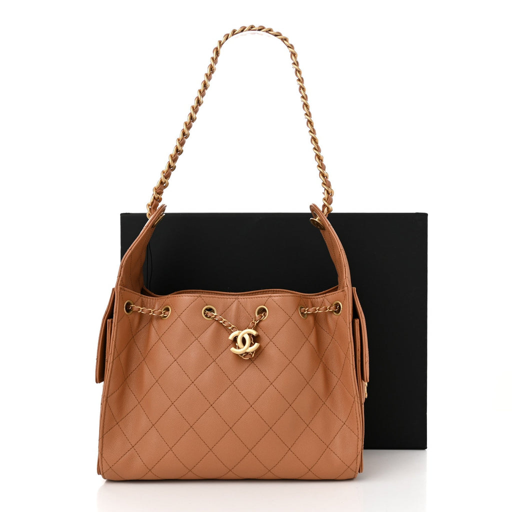 Caviar Quilted Small Chanel 25 Handbag Brown