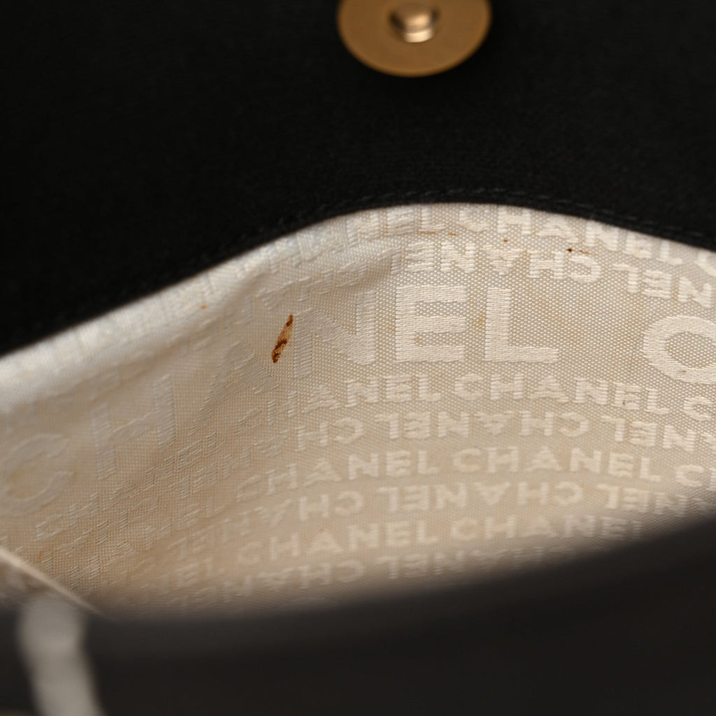 Canvas Square Stitched CC Small Tote Bag Black