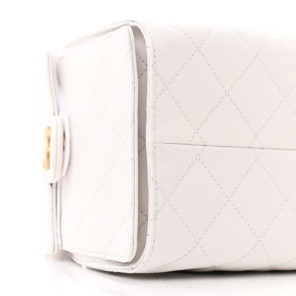 Caviar Quilted Small Chanel 25 Handbag White