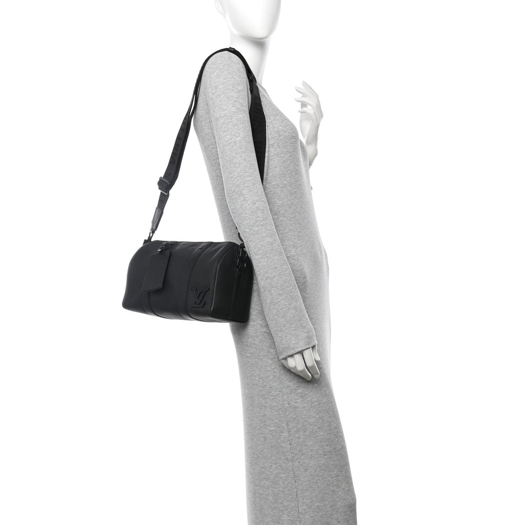 Grained Calfskin Aerogram City Keepall Black