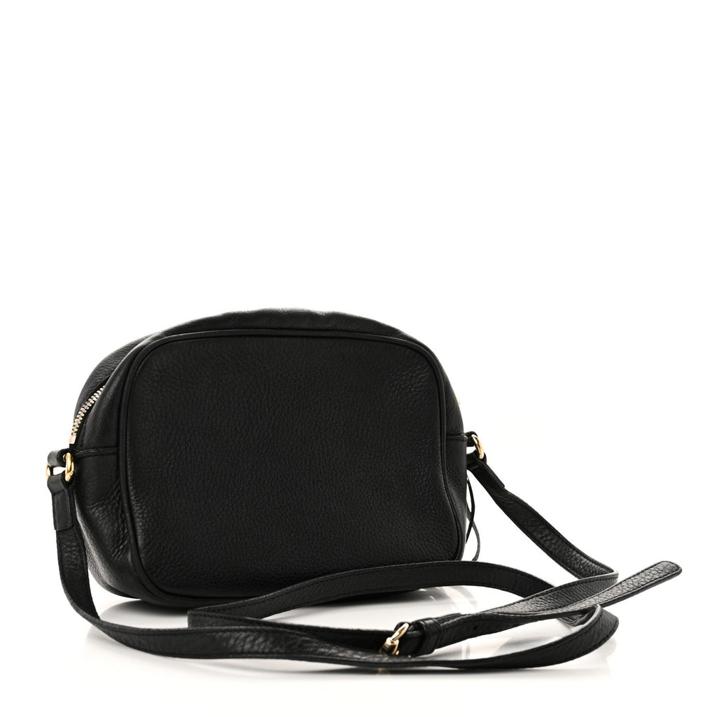Pebbled Calfskin Small Soho Disco Bag Black