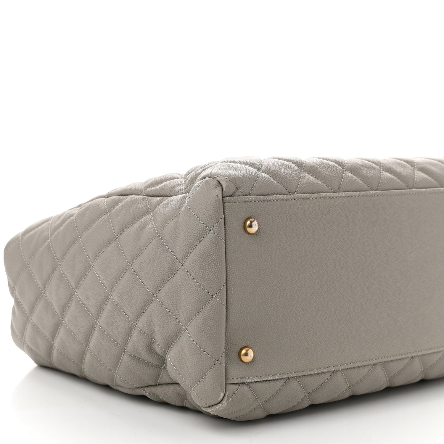 Caviar Quilted Large Coco Handle Shopping Tote Grey