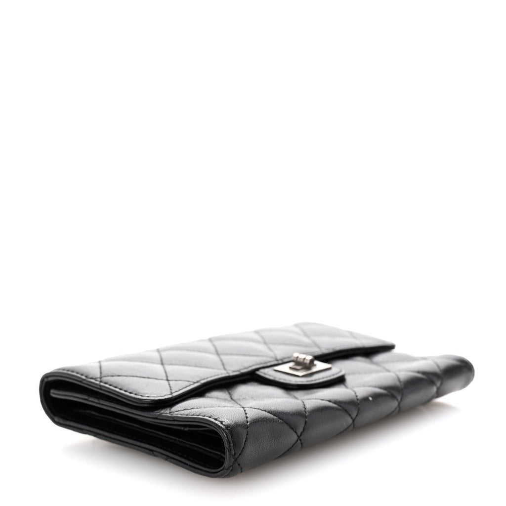Aged Calfskin Quilted Large Reissue Gusset Flap Wallet Black