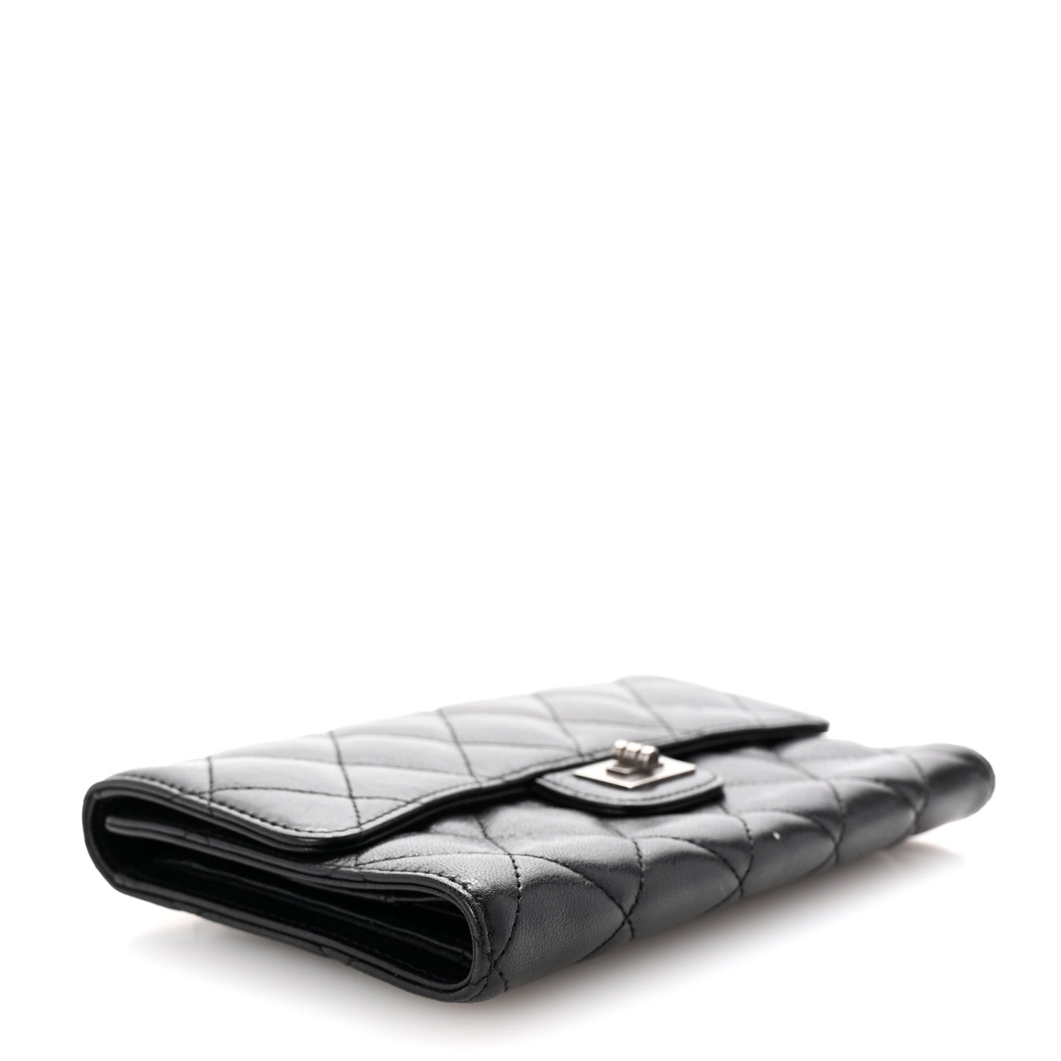 Aged Calfskin Quilted Large Reissue Gusset Flap Wallet Black