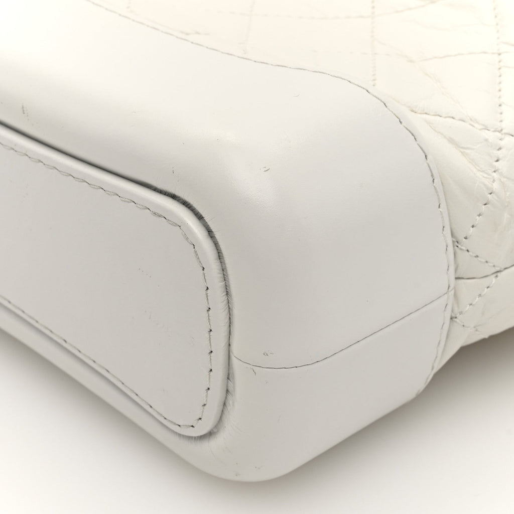 Aged Calfskin Quilted Small Gabrielle Hobo White