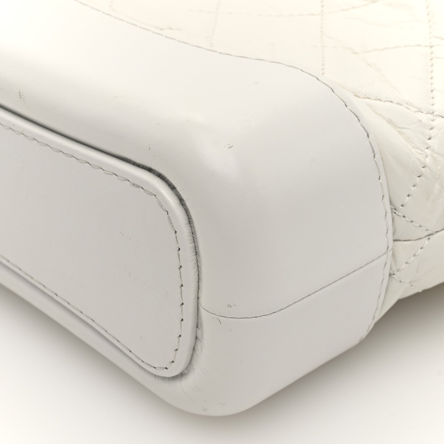 Aged Calfskin Quilted Small Gabrielle Hobo White
