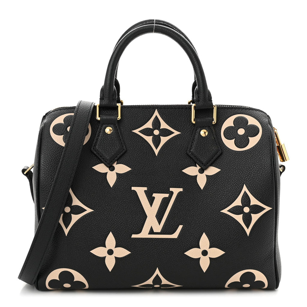 Empreinte Monogram Giant Speedy Bandouliere 25 Black Beige