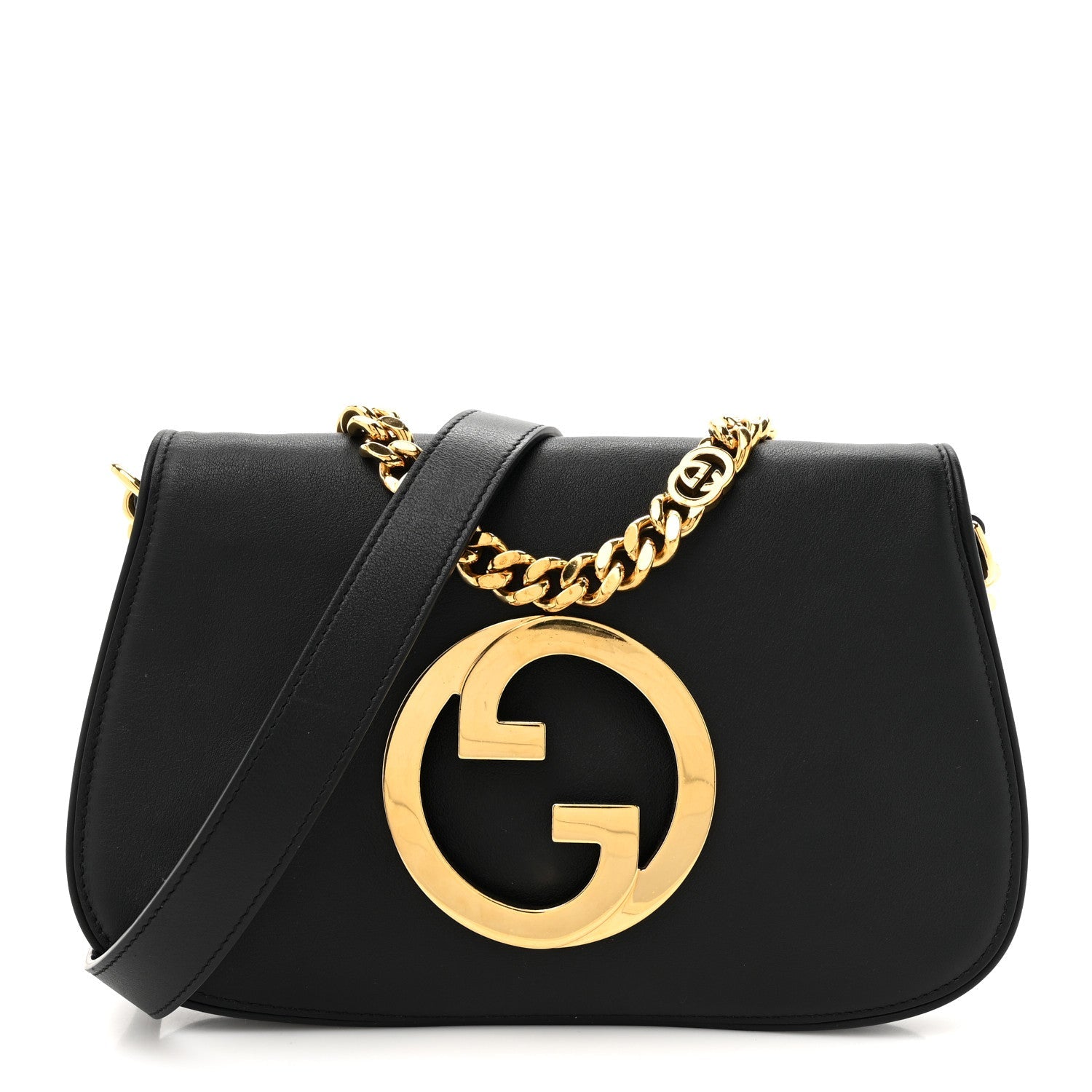 Roxy Calfskin Blondie Chain Shoulder Flap Bag Black