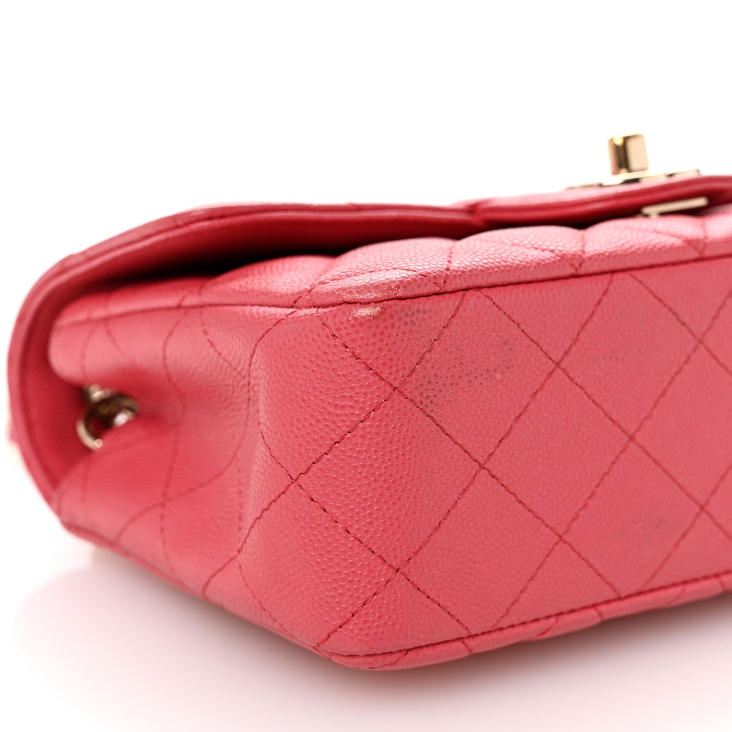 Caviar Quilted Mini Rectangular Flap Dark Pink