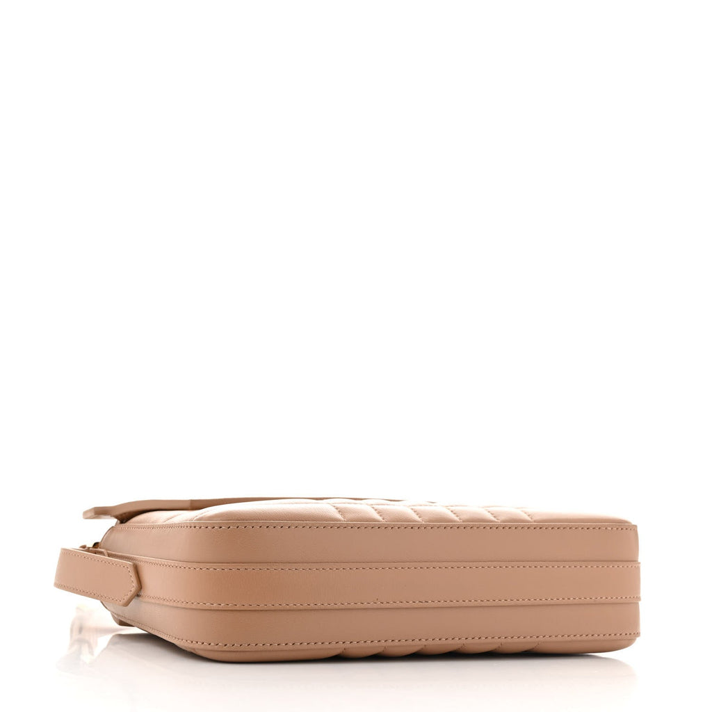Lambskin Quilted Catherine Shoulder Bag Beige
