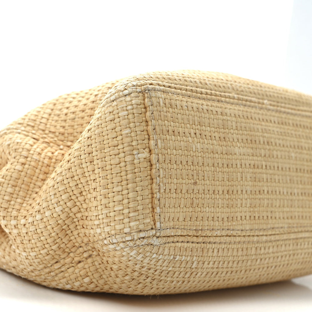 Woven Straw Raffia Wooden Handle Bag
