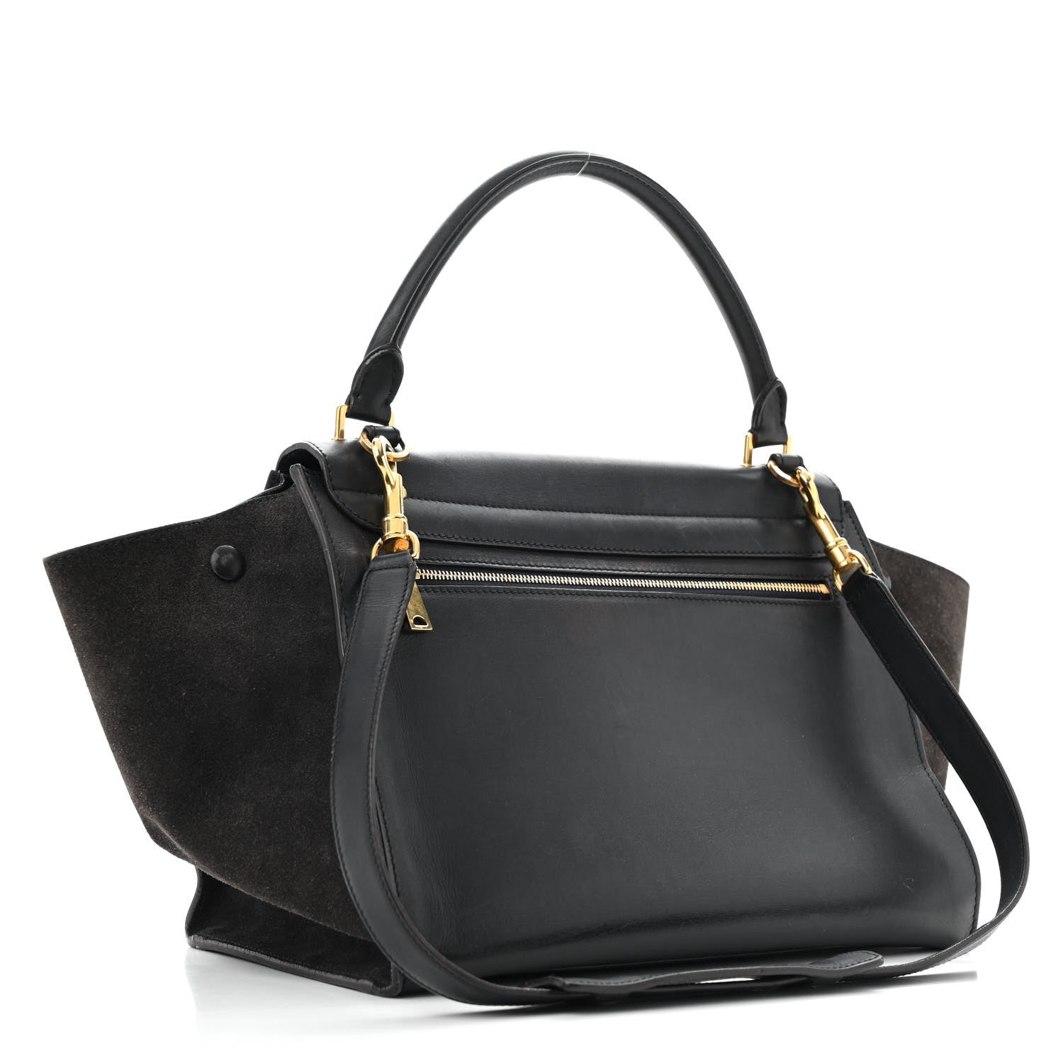 Smooth Calfskin Suede Medium Trapeze Blue Black