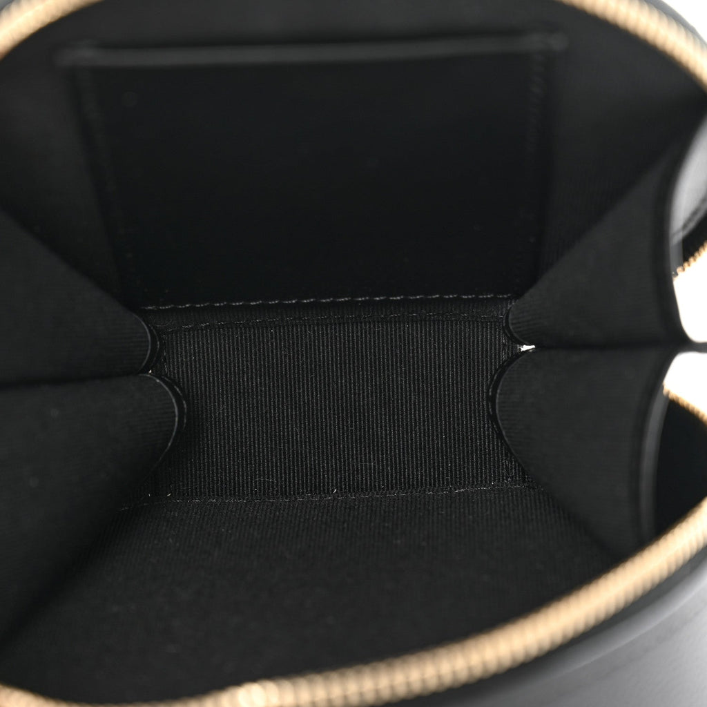 Caviar Quilted Round Coco Clutch With Chain Black