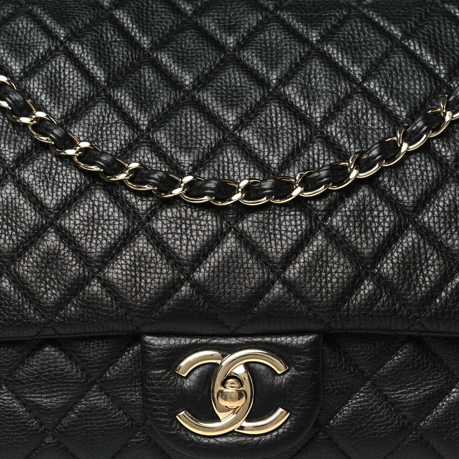 Calfskin Quilted XXL Travel Flap Bag Black