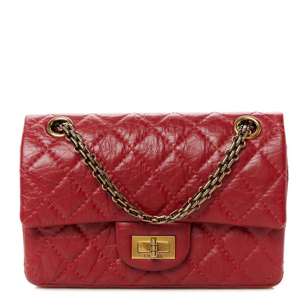 Aged Calfskin Quilted 2.55 Reissue Mini Flap Red