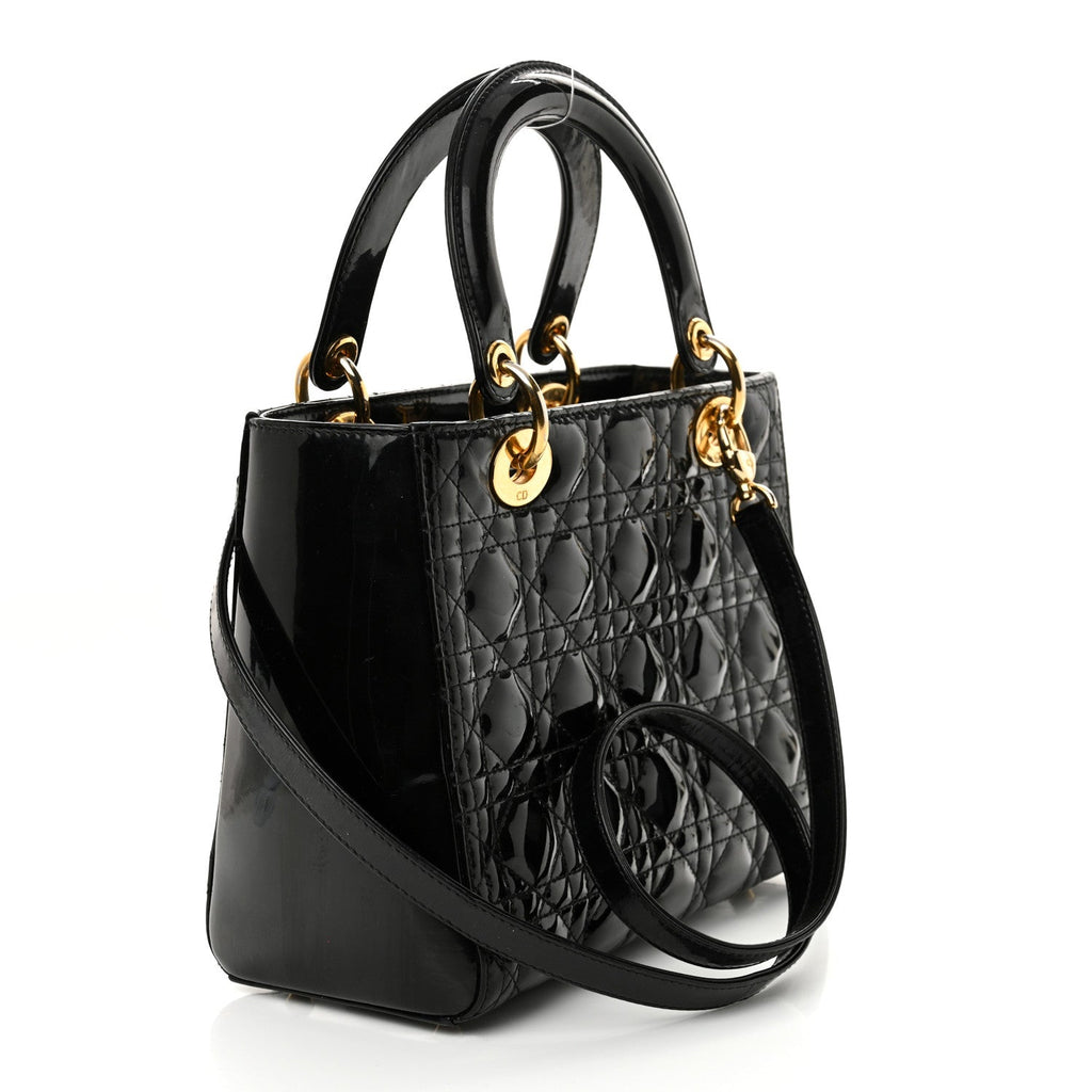 Patent Cannage Medium Lady Dior Black