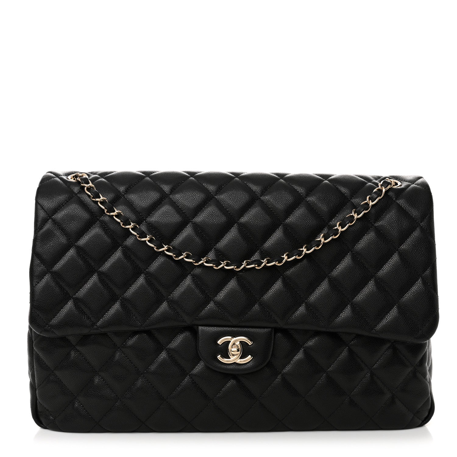 Caviar Quilted XXL Travel Flap Bag Black