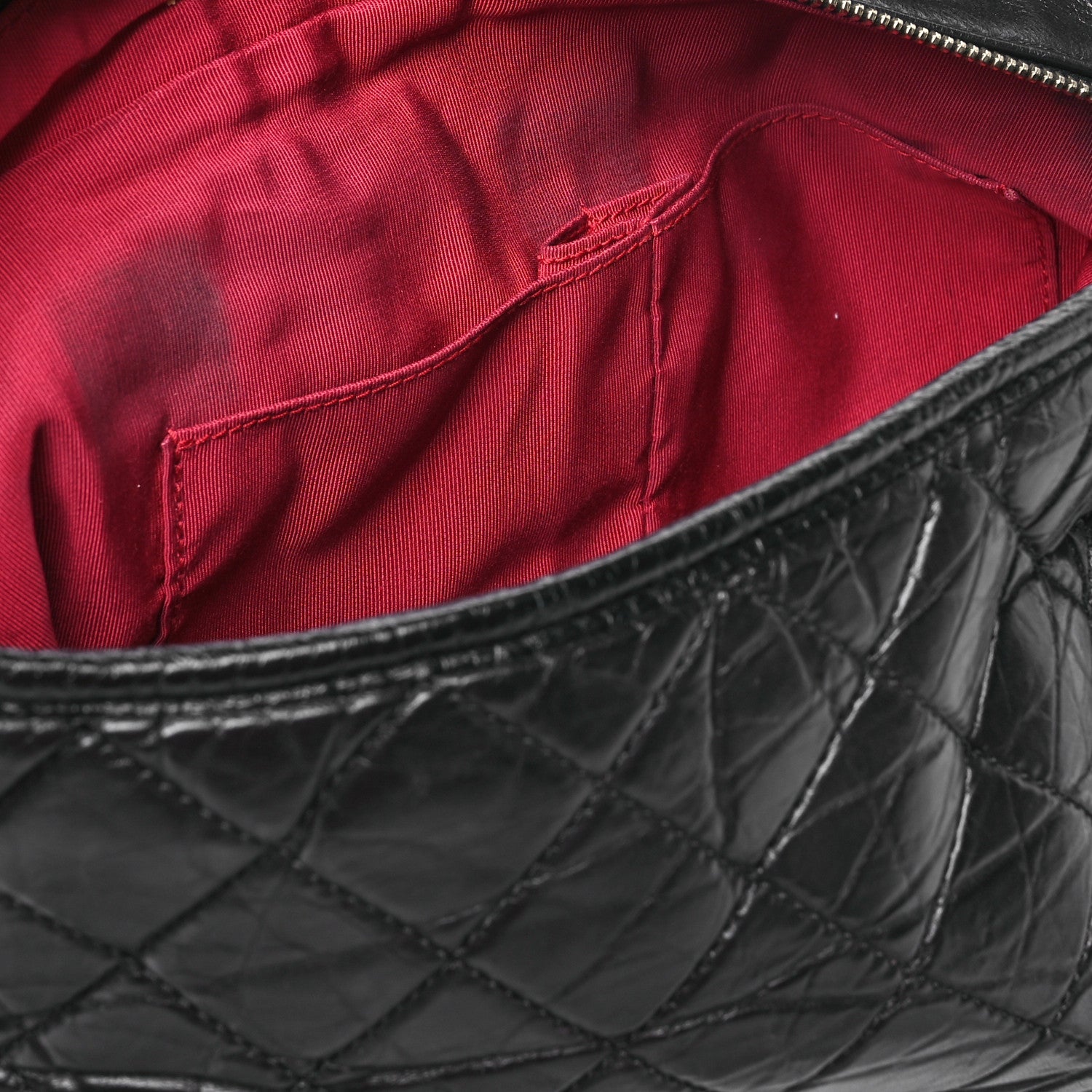 Aged Smooth Calfskin Quilted Large Gabrielle Logo Hobo Black