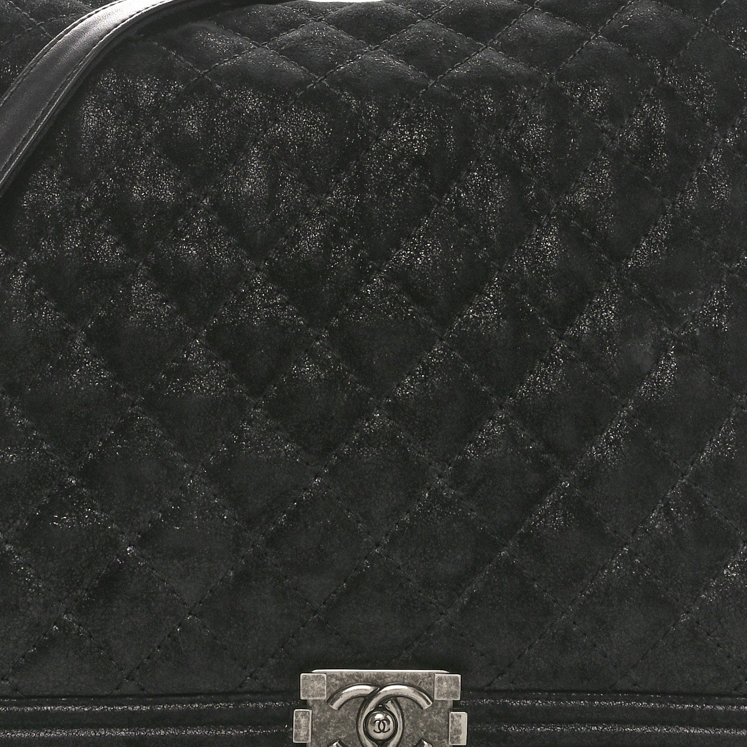 Iridescent Calfskin Quilted XL Gentle Boy Flap Black