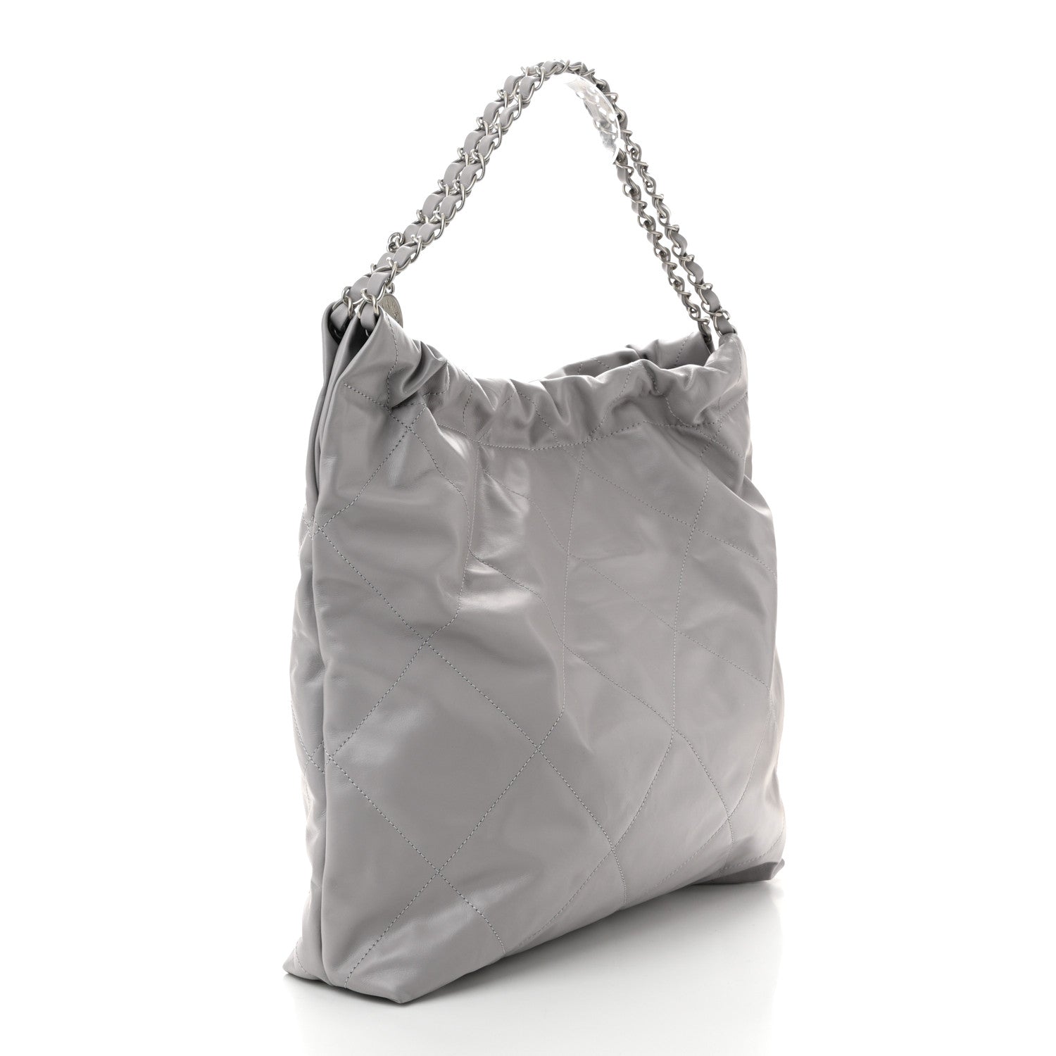 Shiny Calfskin Quilted Chanel 22 Grey