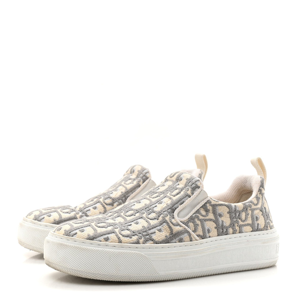 Canvas Oblique Embroidered Womens Solar Slip On Sneakers 35.5 Grey Stone