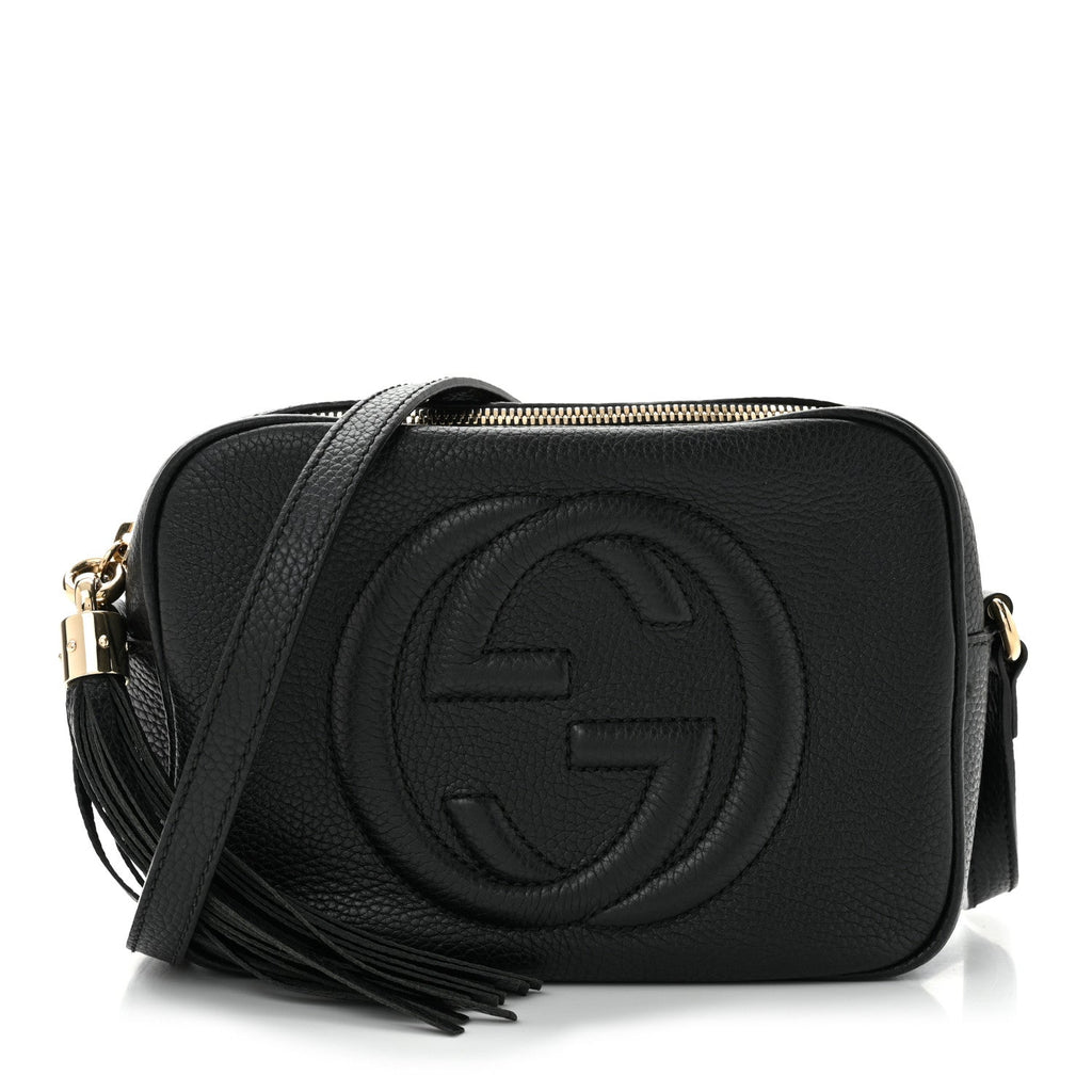 Pebbled Calfskin Small Soho Disco Bag Black