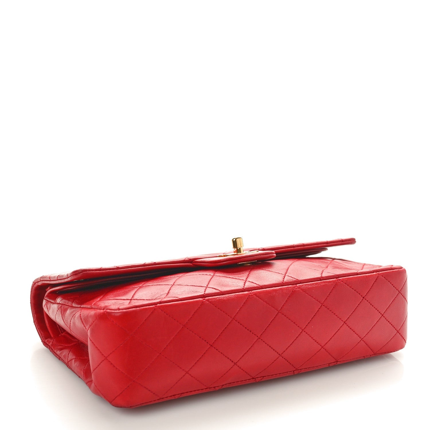Lambskin Quilted Medium Double Flap Red